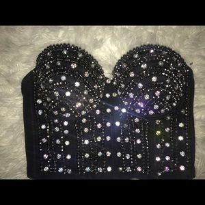 Black Bustier bedazzled with silver jewels
